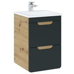 Подвесной шкаф под умывальник Hakano Arcade, 40x41 см, коричневый/черный цена и информация | Шкафчики для ванной | 220.lv