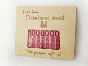 Деревянная рамка для денежного подарка на день рождения “Миллион” цена и информация | Другие оригинальные подарки | 220.lv