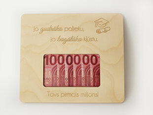 Деревянная гравированная рамка для денежного поздравления “Миллион” цена и информация | Другие оригинальные подарки | 220.lv