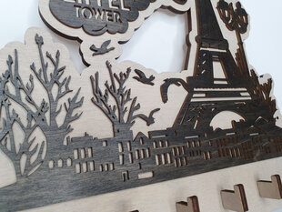 Деревянная ключница с видом на Эйфелеву башню цена и информация | Детали интерьера | 220.lv