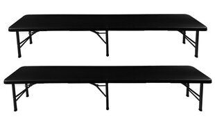 Saliekamais dārza galds, 180 cm + 2 soliņi - melns cena un informācija | Tūrisma mēbeles | 220.lv