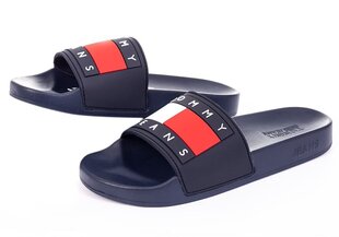 Sieviešu čības Tommy Hilfiger TOMMY JEANS FLAG POOL SLIDE, tumši zilas EN0EN01378 C87 20863 cena un informācija | Iešļūcenes, čības sievietēm | 220.lv