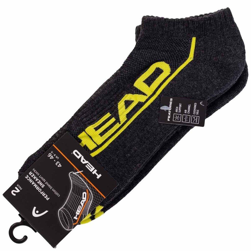 Zeķes vīriešiem HEAD SOCKS PERFORMANCE SNEAKER 2 pāri, pelēkas 791018001 009 44679 cena un informācija | Vīriešu zeķes | 220.lv