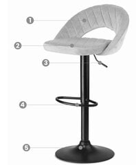 Удобный велюровый барный стул Hoker, серый цена и информация | Стулья для кухни и столовой | 220.lv
