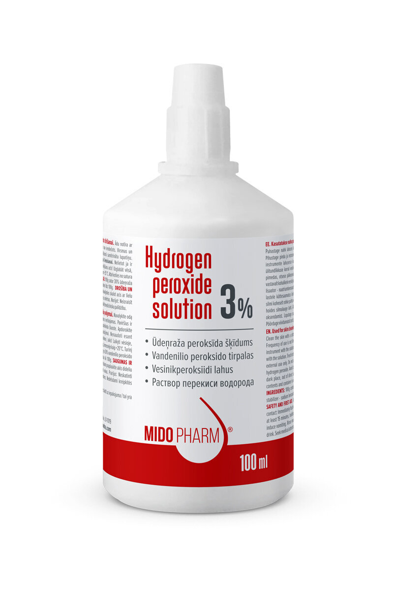 Ūdeņraža peroksīda šķīdums 3%, 100 ml cena | 220.lv