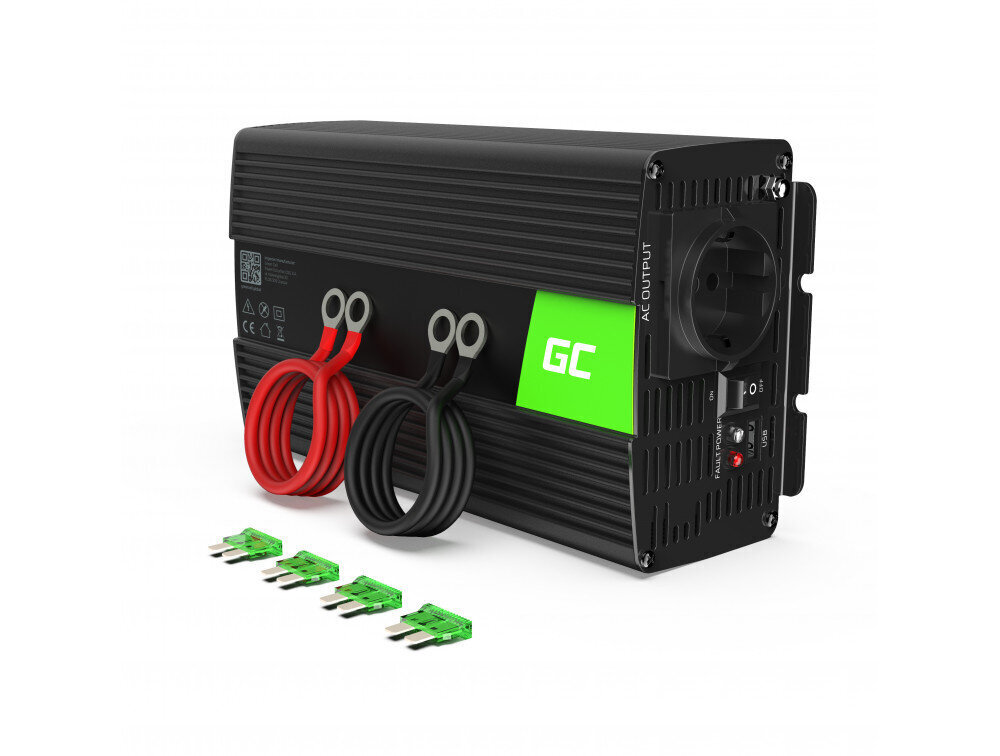 Green Cell Power Inverter 12V to 230V 1000W/2000W Modified sine wave cena un informācija | Sprieguma pārveidotāji | 220.lv