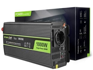 Green Cell Power Inverter 12V to 230V 1000W/2000W Modified sine wave cena un informācija | Sprieguma pārveidotāji | 220.lv