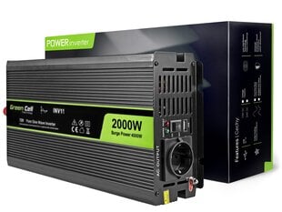Преобразователь питания Green Cell Power Inverter 12V to 230V 2000W/4000W Pure sine wave цена и информация | Преобразователи напряжения | 220.lv