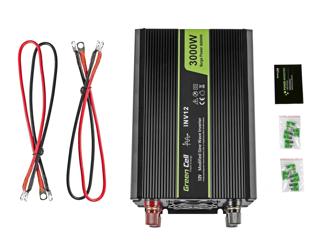 Green Cell Power Inverter 12V to 230V 3000W/6000W Modified sine wave цена и информация | Sprieguma pārveidotāji | 220.lv