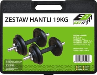 Regulējama svara hanteles EB Fit, 19kg (2x9.5kg) cena un informācija | Svari, hanteles, stieņi | 220.lv