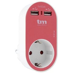 Настенная розетка с 2 портами USB TM Electron, розовая цена и информация | Электрические выключатели, розетки | 220.lv