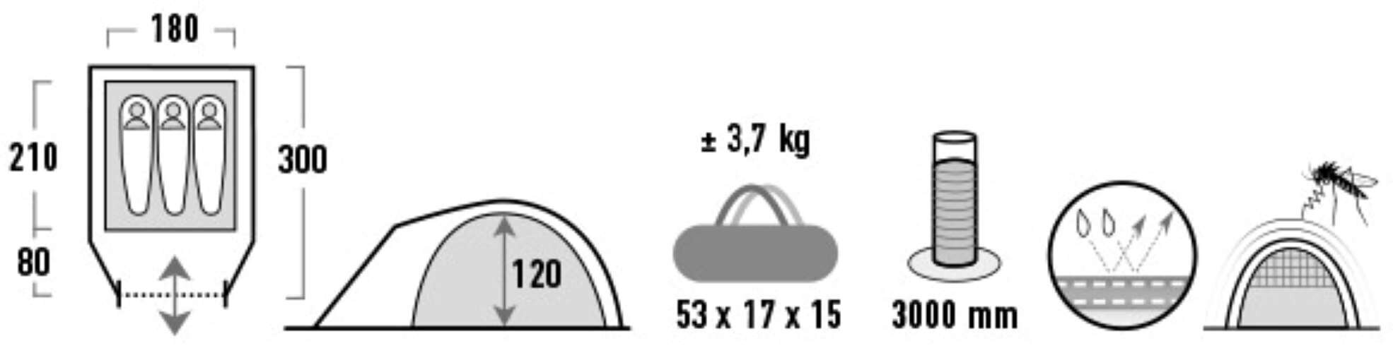 Telts High Peak Nevada 3.0, balta цена и информация | Teltis | 220.lv