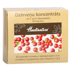 Uztura bagātinātājs Healinature Dzērveņu koncentrāts ar C un E vitamīniem, 80 kapsulas cena un informācija | Vitamīni, preparāti, uztura bagātinātāji labsajūtai | 220.lv