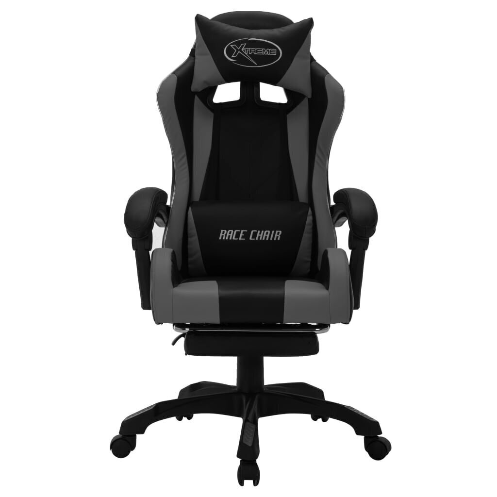 vidaXL biroja krēsls, RGB LED gaismas, pelēka un melna mākslīgā āda cena un informācija | Biroja krēsli | 220.lv
