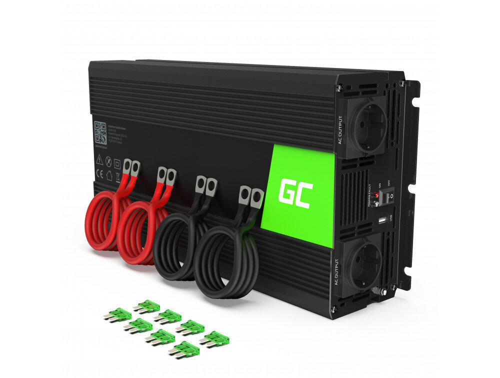 Green Cell strāvas pārveidotājs no 12 V uz 230 V 2000 W / 4000 W Modificēts sinusoidālais vilnis цена и информация | Auto piederumi | 220.lv