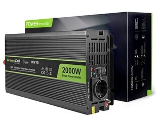 Green Cell strāvas pārveidotājs no 12 V uz 230 V 2000 W / 4000 W Modificēts sinusoidālais vilnis cena un informācija | Green Cell Auto preces | 220.lv