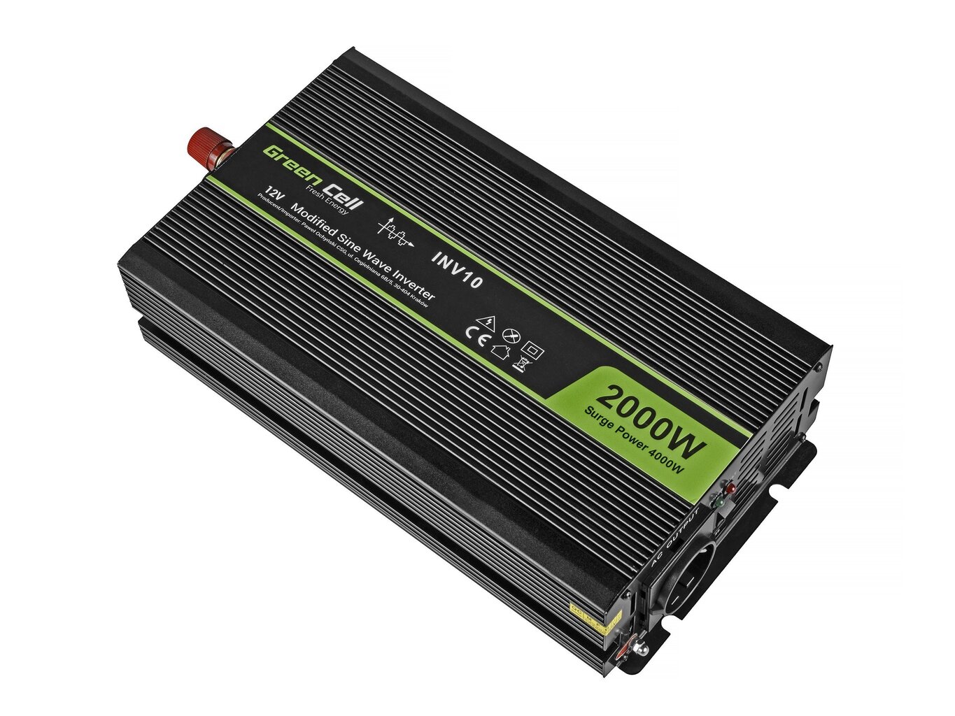 Green Cell strāvas pārveidotājs no 12 V uz 230 V 2000 W / 4000 W Modificēts sinusoidālais vilnis цена и информация | Auto piederumi | 220.lv