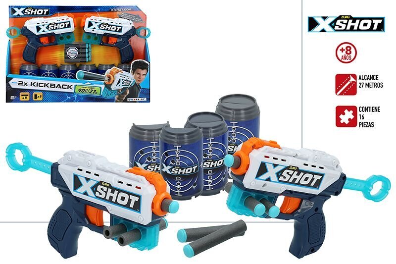 Rotaļu šaujamieroči, ZURU X-Shot Kickback, 2 gab., 8g+ цена и информация | Rotaļlietas zēniem | 220.lv