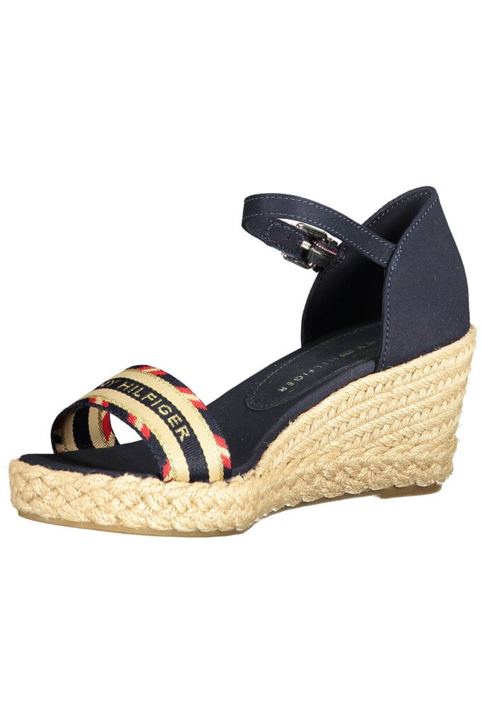 Sieviešu zilas sandales TOMMY HILFIGER, WEBBING LOW WEDGE SANDALS cena un informācija | Sieviešu sandales | 220.lv