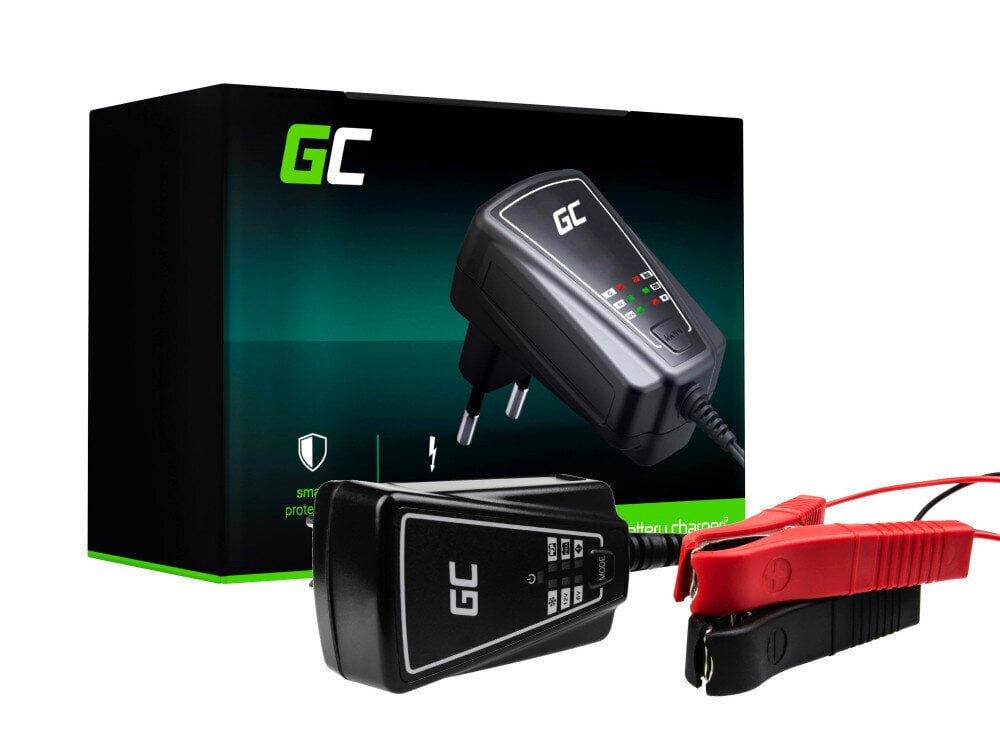Green Cell akumulatora lādētājs AGM, GEL un svina skābei 6V / 12V (1A) cena un informācija | Akumulatoru lādētāji | 220.lv