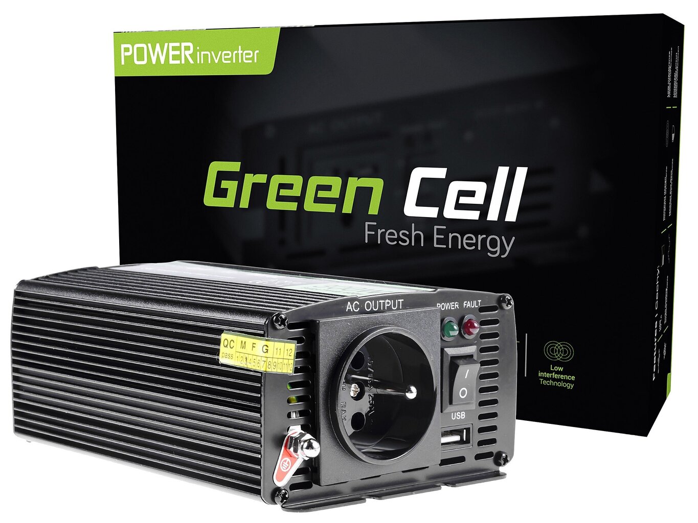 Green Cell jaudas invertors 24 V līdz 230 V 300W/600W modificēts sinusa vilnis цена и информация | Sprieguma pārveidotāji | 220.lv