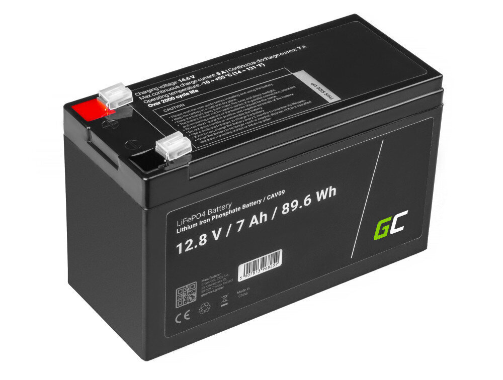 Green Cell LiFePO4 12,8V 7Ah 89,6Wh cena un informācija | Akumulatori | 220.lv