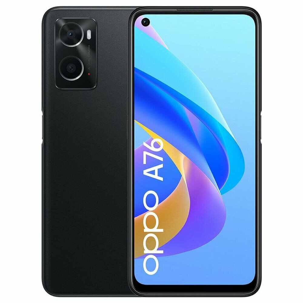 Oppo A76 4G Dual SIM 4/128GB Black cena un informācija | Mobilie telefoni | 220.lv