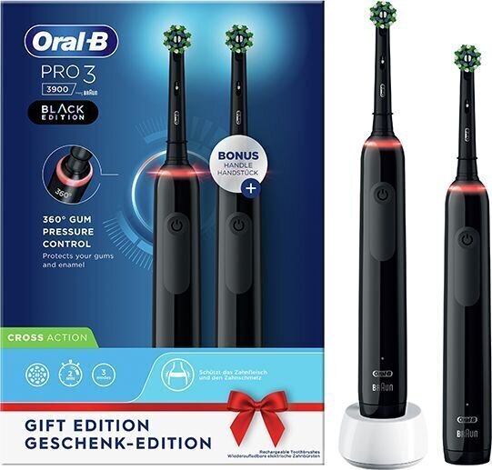 Oral-B Pro 3900 Black Edition cena un informācija | Elektriskās zobu birstes | 220.lv