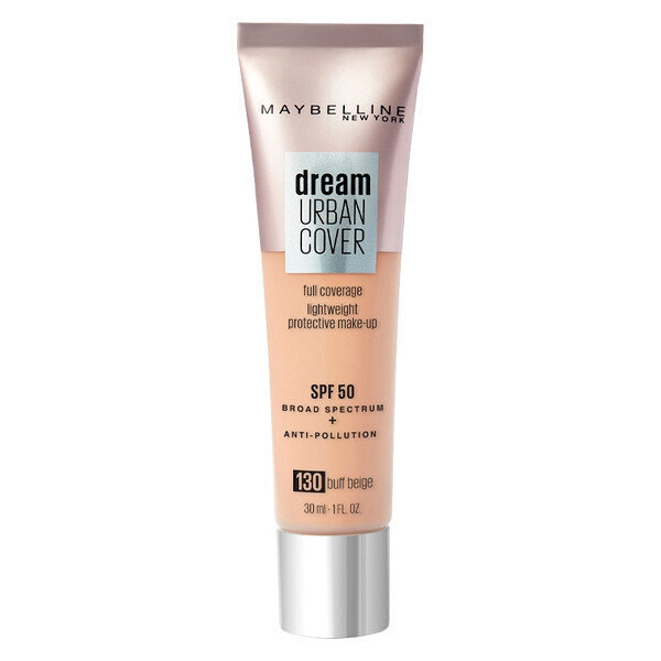 Šķidrā Grima Bāze Dream Urban Cover Maybelline SPF50 (30 ml): Krāsa - 130-buff beige 30 ml cena un informācija | Grima bāzes, tonālie krēmi, pūderi | 220.lv