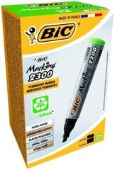 Перманентный маркер Bic Eco 2300 4-5 мм, скошенный наконечник, зеленый, 12 шт. 300027 цена и информация | Канцелярия | 220.lv