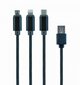 Kabelis AMBERIN 8-pin Lightning / USB C / Micro USB - USB A, 1.0 m цена и информация | Kabeļi un vadi | 220.lv