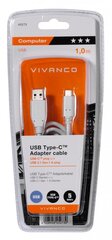 Adapteris VIVANCO USB C - USB A, 3.1, 1.0 m цена и информация | Кабели и провода | 220.lv