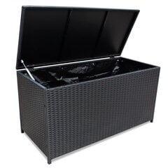 vidaXL dārza uzglabāšanas kaste, melna, 150x50x60 cm, PE rotangpalma цена и информация | Уличные контейнеры, контейнеры для компоста | 220.lv