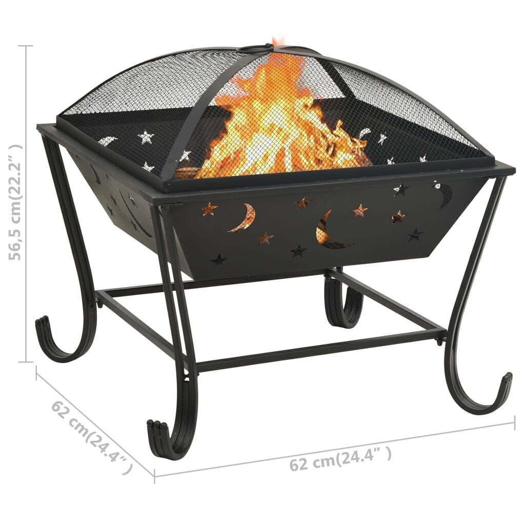 311893 vidaXL Fire Pit with Poker 62 cm XXL Steel цена и информация | Kamīni | 220.lv