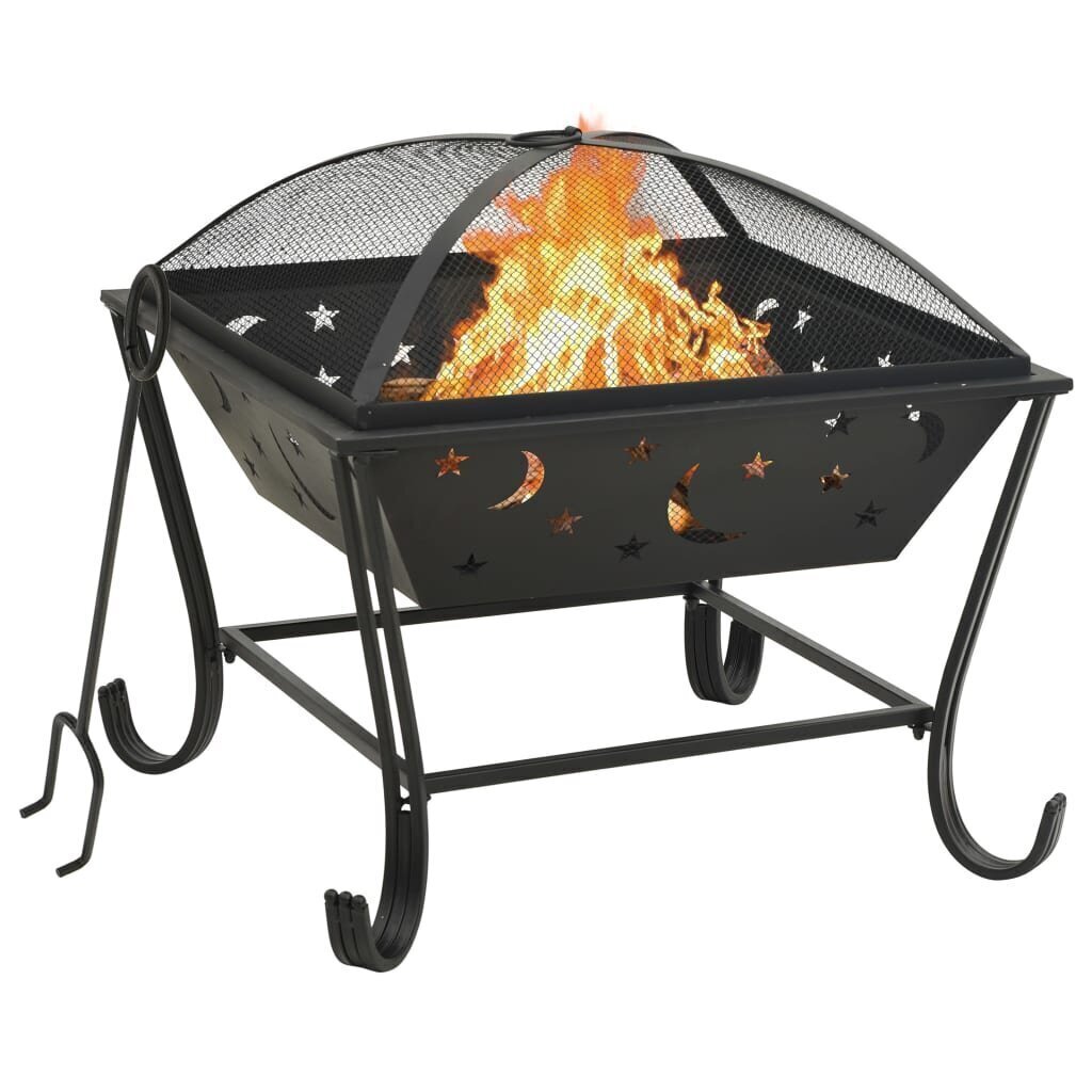 311893 vidaXL Fire Pit with Poker 62 cm XXL Steel цена и информация | Kamīni | 220.lv