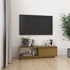 vidaXL TV skapītis, medus brūns, 110x30x33,5 cm, priedes masīvkoks цена и информация | Тумбы под телевизор | 220.lv