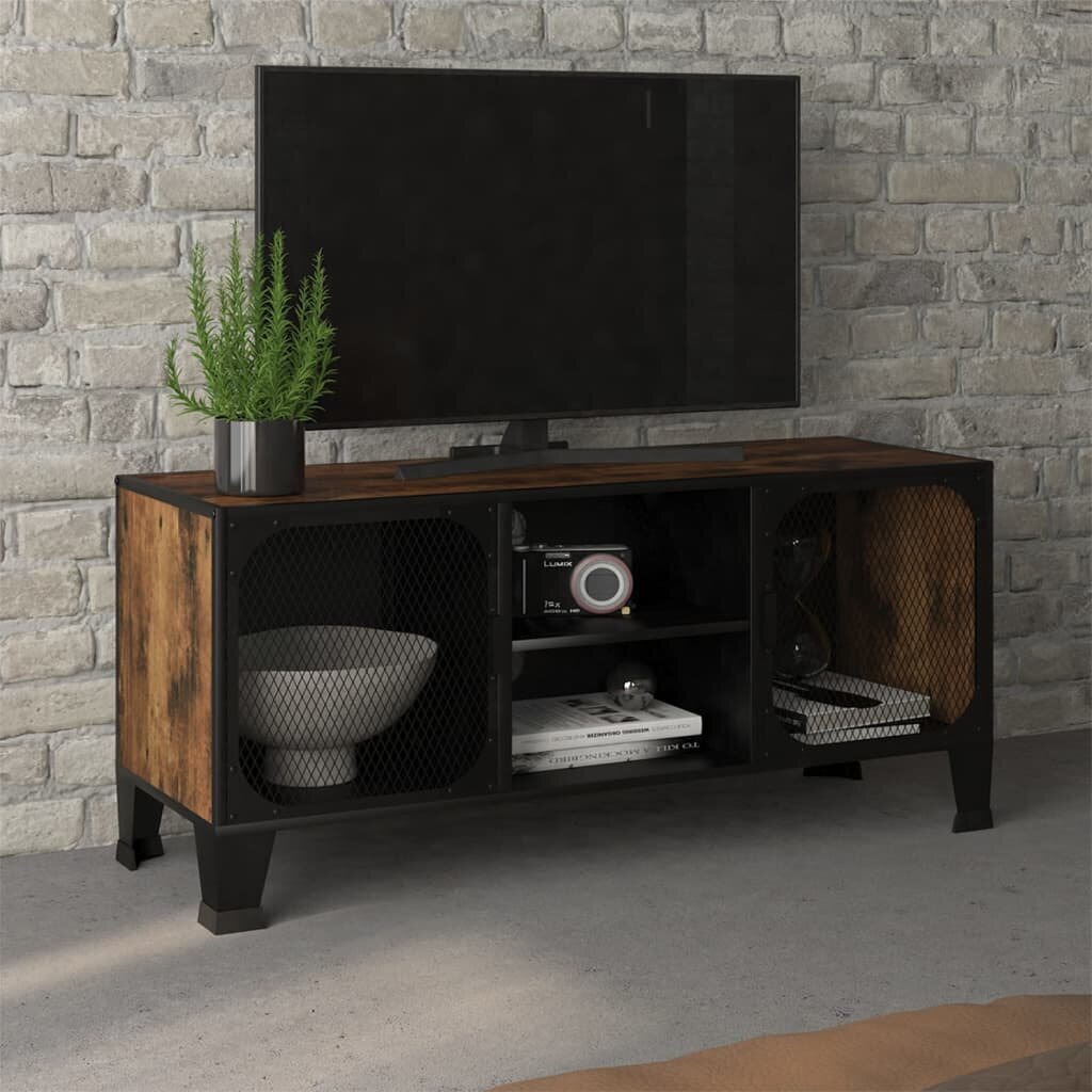vidaXL TV skapītis, senatnīgi brūns, 105x36x47 cm, metāls un MDF cena un informācija | TV galdiņi | 220.lv