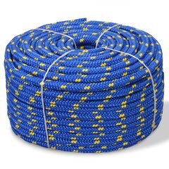 vidaXL pietauvošanās virve, 6 mm, 100 m, polipropilēns, zila cena un informācija | Rokas instrumenti | 220.lv