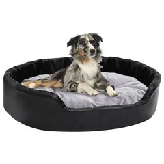 vidaXL suņu gulta, melna ar pelēku, 90x79x20 cm, plīšs, mākslīgā āda цена и информация | Лежаки, домики | 220.lv