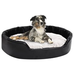 vidaXL suņu gulta, melna ar bēšu, 90x79x20 cm, plīšs, mākslīgā āda цена и информация | Лежаки, домики | 220.lv