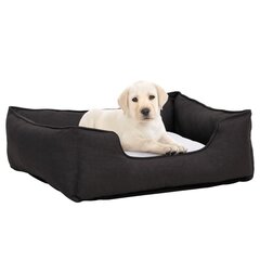 vidaXL suņu gulta, pelēka ar baltu, 85,5x70x23 cm, lina dizains, flīss цена и информация | Лежаки, домики | 220.lv