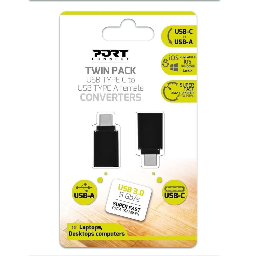 Adapteris Port Designs USB Type-C do USB-A - Dual Pack 900142 цена и информация | Adapteri un USB centrmezgli | 220.lv