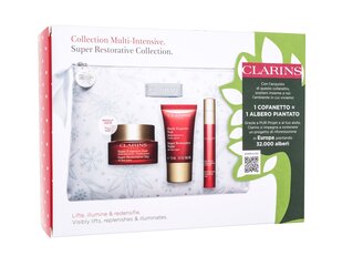 Kosmētikas komplekts Clarins Super Restorative: dienas sejas krēms, 50 ml + nakts sejas krēms, 50 ml + sejas serums, 10 ml + kosmētikas somiņa cena un informācija | Sejas krēmi | 220.lv