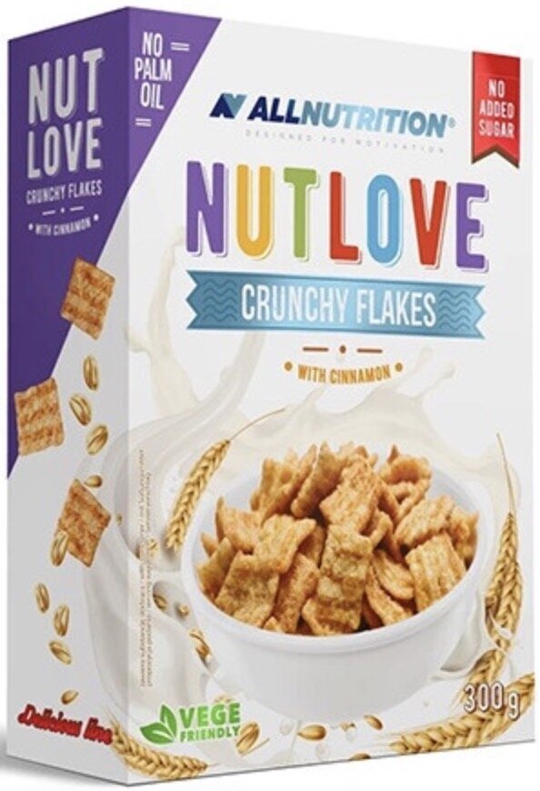 Brokastu pārslas ar kanēli Allnutrition Nutlove Crunchy Flakes 300 g cena un informācija | Funkcionālā pārtika (superēdiens) | 220.lv