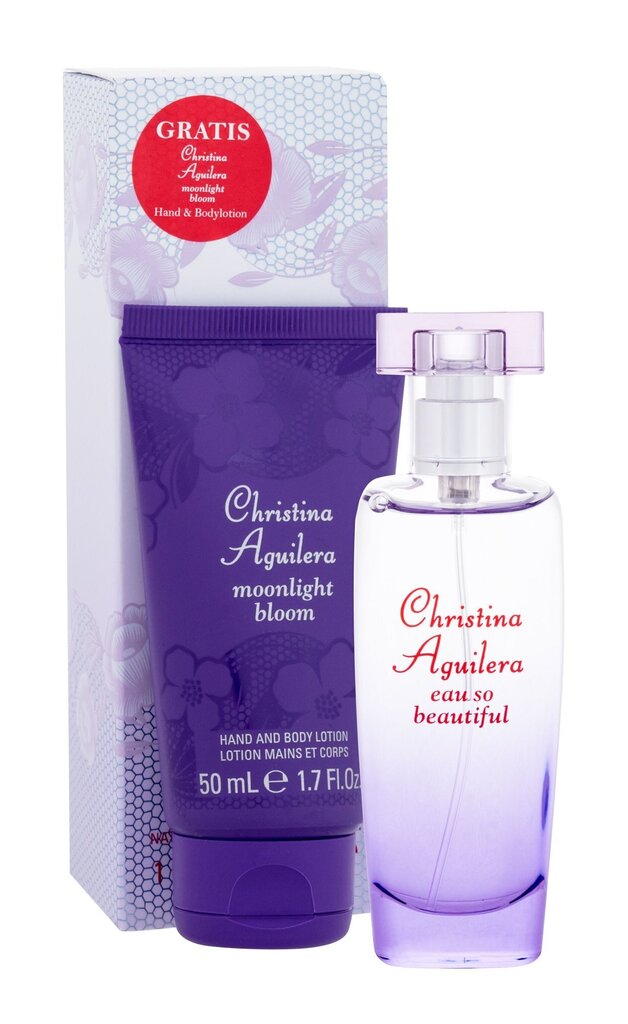 Komplekts Christina Aguilera: Eau So Beautiful EDP sievietēm 30 ml + ķermeņa krēms Moonlight Bloom 50 ml cena un informācija | Sieviešu smaržas | 220.lv