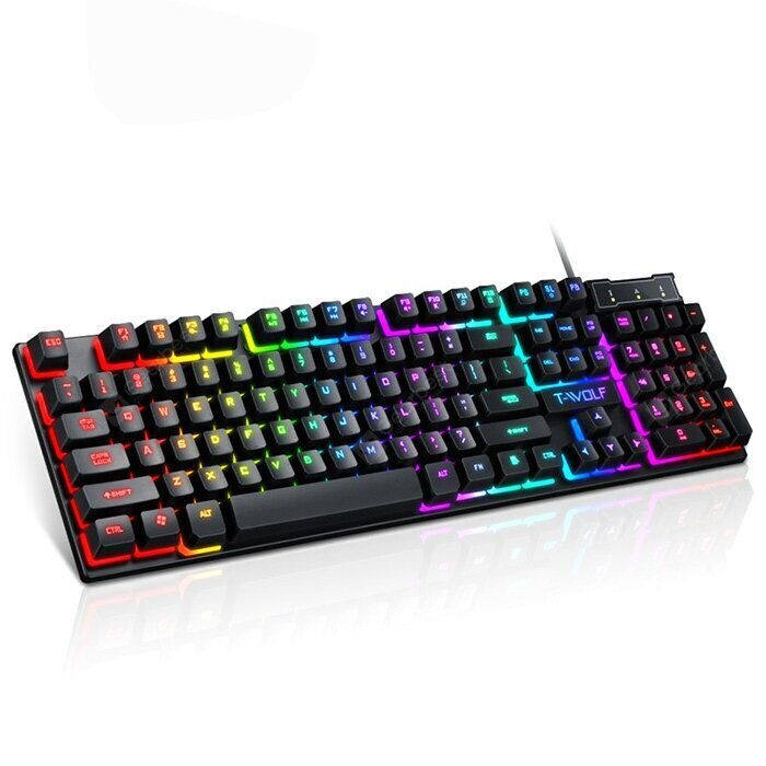 T-WOLF T20 spēļu tastatūra ar LED gaismu (ENG) cena un informācija | Klaviatūras | 220.lv