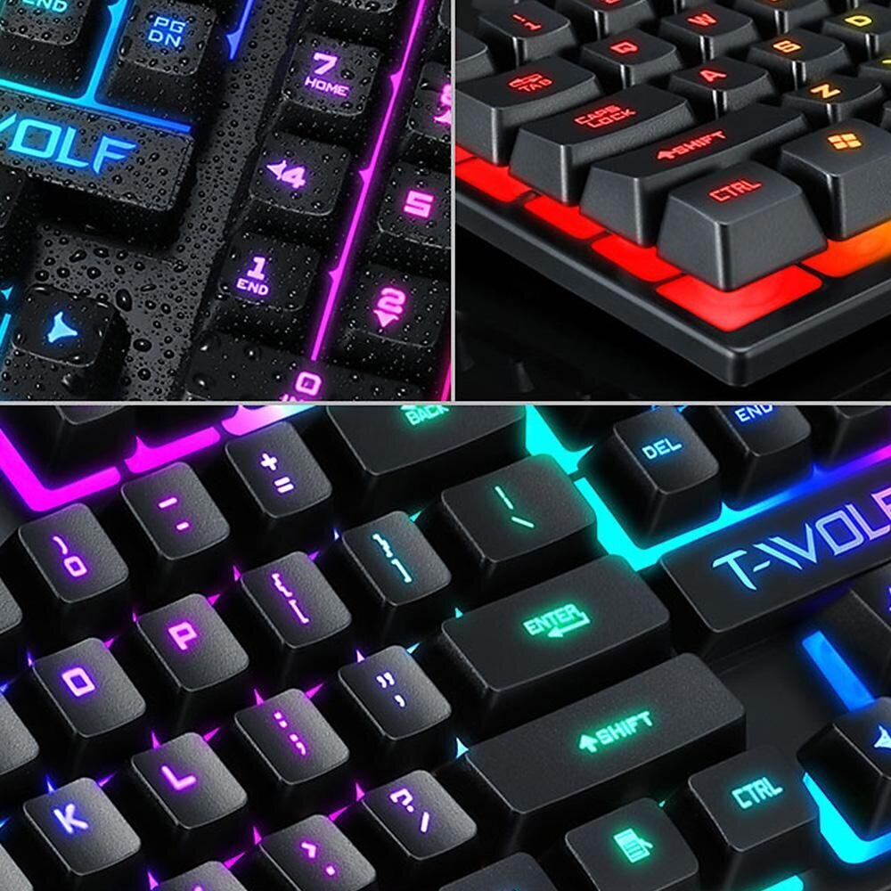 T-WOLF T20 spēļu tastatūra ar LED gaismu (ENG) cena un informācija | Klaviatūras | 220.lv