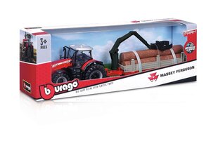 Lauku traktors Massey Ferguson ar piekabi Bburago 10 cm, 18-31850 цена и информация | Игрушки для мальчиков | 220.lv