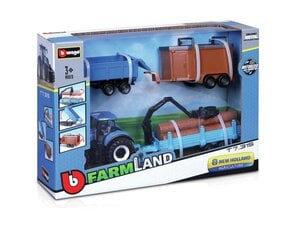 Сельскохозяйственный трактор с прицепом Bburago 10 см, 18-31668 цена и информация | Конструктор автомобилей игрушки для мальчиков | 220.lv
