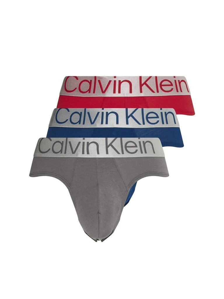 Apakšbikses vīriešiem Calvin Klein HIP BRIEF 3 pāri, sarkanas/tumši zilas/grafīta 000NB3129A 109 45182 цена и информация | Vīriešu apakšbikses | 220.lv